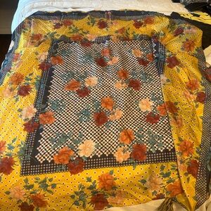 Johnny Was Floral Yellow and Blue Scarf